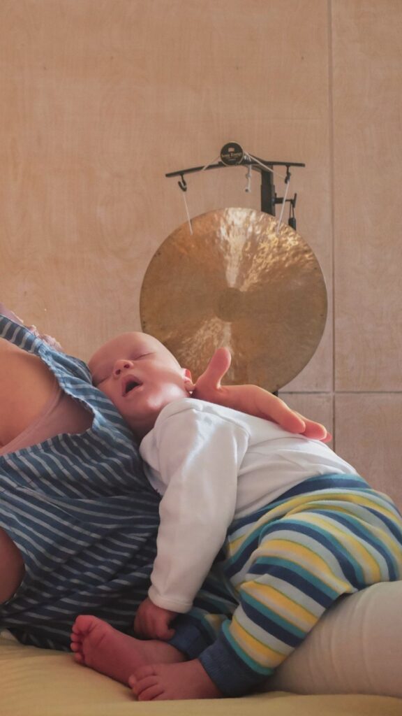 Aya Zebrowska Sound Bath with a baby